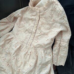 Tea N Rose 3/4 Sleeve cotton eyelet Embroidered tunic Sz S blush Pink